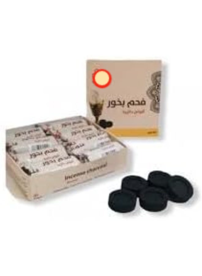 فحم بخور قلوباك المستورد والموزع شركة وادي حلفا .. جودة عالية .. كل خمس اقراص مغلفة مع بعض .. سريع الاشتعال ..  40 قرص